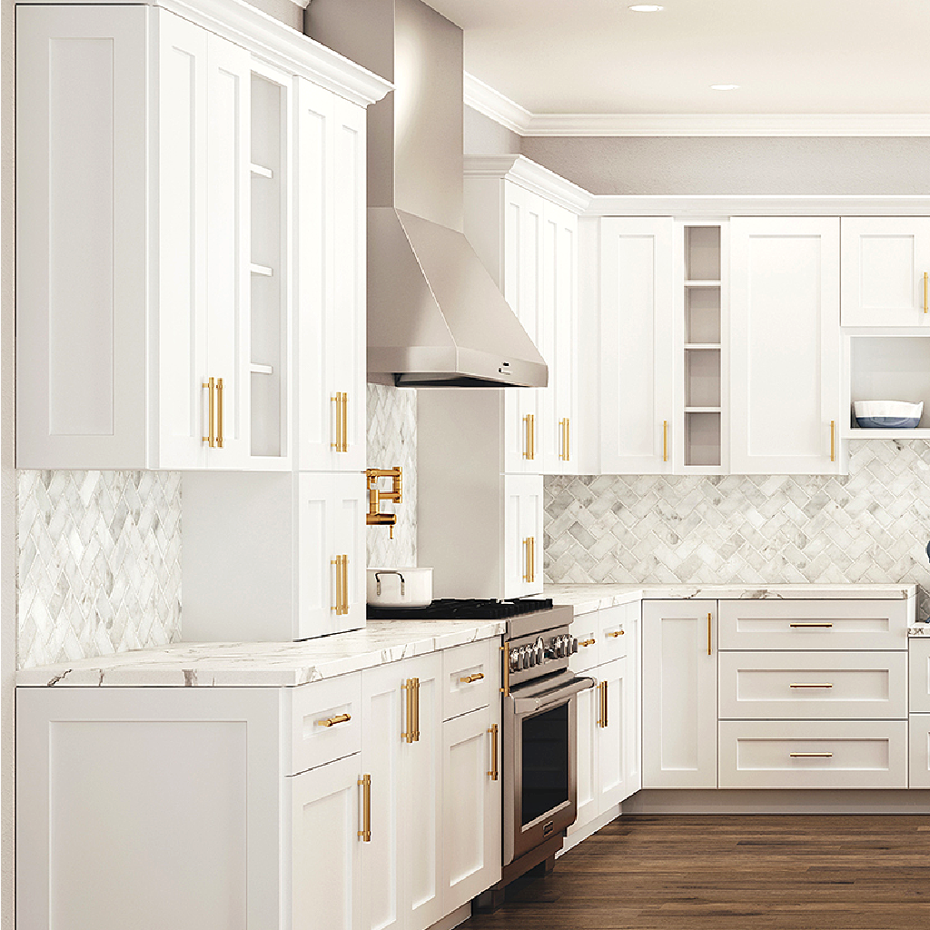 White Shaker Kitchen With Gold Accents - Goffstown, NH - Norfolk